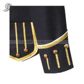 Navy Blue Pipe Band Doublet With Gold Braid White Piping And Front Zip Closure Jacket
